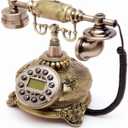 Retro Telephone, Vintage Bronze Classic Antique Style Landline Phone for Home, Office, Film & Vintage Décor, Classic Old Fashioned Desk Telephone with Redial, Real Working & Decorative Phone