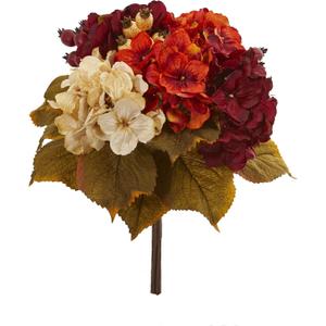 Nearly Natural 16 in. Autumn Hydrangea Berry Bouquet Artificial Flower (Set of 2)