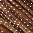 OYOANGLE Women's Studded Fringe Trim Tie Front Vest Top Boho Outfits 70s Hippie Western Cowgirl Sleeveless Jacket Outerwear (Brown, M)