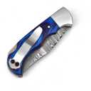 606BU Damascus Steel knife - Pocket Folding with Clip - Handmade Custom Pocket knife for Men  Cool Pocket Good For Camping Hunting Fishing Indoor & Outdoors Activities - EDC Damascus knife - Folding Hunting Knives - Leather Sheath - Folding Pocket Knife by GladiatorsGuild 606BU (Blue)