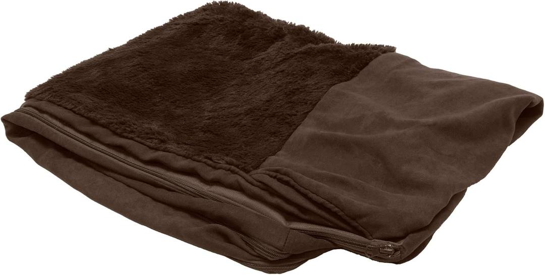 Furhaven Replacement Dog Bed Cover Plush & Suede Sofa-Style, Machine Washable - Espresso, Large