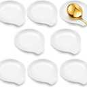 Irenare 8 Pcs Ceramic Spoon Rest for Stove Top 3.74 x 3.54 Inch Porcelain Spoon Holder Utensil Rest Dishwasher Safe Cradle for Home Kitchen Accessories (White)