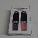 Battery Operated Salt And Pepper Grinder Set with LED Light, Automatic Electric Gravity Salt And Pepper Shakers Set, Each 6 AAA Batteries Needed, Adjustable Roughness, 2 Pack (Black)