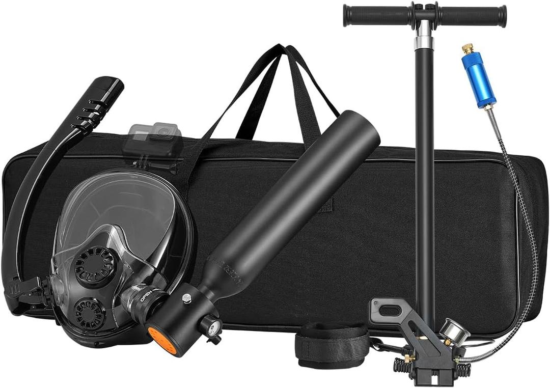VEVOR Scuba Tank, 0.5L Portable Diving Tank, Diving Oxygen Cylinder Support 5-10 Minutes Underwater Breathing, 32.81 ft Diving Depth, Refillable Snorkel Air Tank with Pump for Underwater Exploration