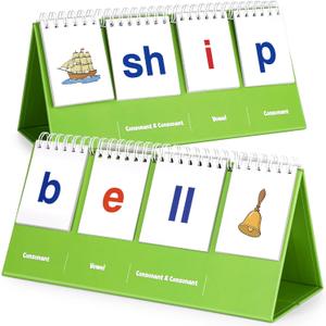 Aizweb CVCC & CCVC Word Builder,Phonics Games Flash Card for Preschool Kindergarten Classroom,Special Education Reading Manipulative Spelling Toy for Learning Activity Teacher School Supplies