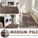 jinchan Solid Plush Runner Rug 2x6 Performance Shaggy Washable Hallway Rug Soft Modern Faux Wool Cozy Non Slip Carpet for Bedroom Laundry Room Living Room Kids Nursery Brown