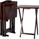 Amazon Basics Portable Foldable TV Tray Table with Storage Rack, Space-Saving Design, Sturdy Wood, 14.6"L x 19"W x 26"H, Espresso, 4-Pack