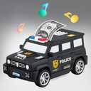 Piggy Bank,ATM Piggy Bank for Real Money,Police Car Toy with Music,Electronic Money Bank Automatic Bill Roller with Password Voice,Perfect Birthday for Boys Girls
