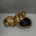 Alligator Statue Key Bowl, Fun Animal Statue Candy Dish for Entryway Decorative Bowl, Office Candy Dish, Big Mouth Sculpture Home Living Room Trinket Container Storage Box (Gold)