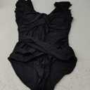 B2prity Women's One Piece Swimsuit Ruffle Slimming Tummy Control Bathing Suit Criss Cross High Waist 1 Piece Swimwear L