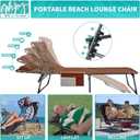 #WEJOY Folding Lounge Chair Outdoor, 5-Position Adjustable Sunbathing Tanning Chair with Shoulder Strap & Side Pocket, Heavy Duty Reclining Chair for Patio Pool Camping, Portable Folding Bed Cot Khaki