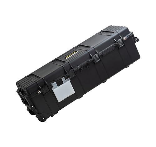 MEIJIA Portable Rolling Waterproof All Weather Hard Rifle Case,Hard Gun Case with Wheels,Soft Handle Grip,Customizable Fit Foam Inserted,Black,44.16"X16.09"X14"