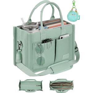 Canvas Tote Bag Purse for Women with Zipper Closure, Individual Compartments & Bottom Support