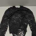 Women's Sheer Lace Maternity Bodysuit for Photoshoot Long Sleeve Turtleneck Floral Pregnancy Tops Jumpsuit (Black, M)