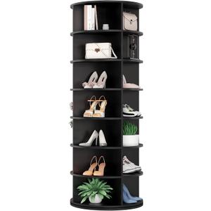 Hestiasko Rotating Shoe Rack, 7-Tier Spinning Shoe Rack, Free Standing Rotating Shoe Rack Tower 360, Easy to Assemble, Space-Saving Revolving Shoe Organizer for Entryway - Black