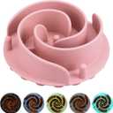 Slow Feeder Dog Bowls Insert, Bestalk Soft Silicone Slow Eating Feeder Insert with Suction Cups for Small, Medium and Large Dogs, Fit into Basic and Elevated Dog Bowls, Pink