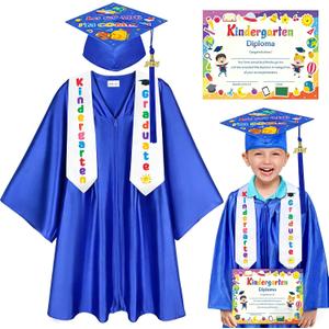 2026 Kindergarten and Preschool Graduation Cap Gown Stole Set With Tassel for Kids Graduation Gifts (Blue, S)