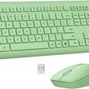 Wireless Keyboard and Mouse Combo, Full-Size Silent Ergonomic Keyboard and Optical Mouse, Long Battery Life, 2.4G Lag-Free Mice Keyboard for Mac, Laptop, PC, Windows(Avocado Green)