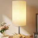 EZVALO Cordless Table Lamp, Ambient Light, Dimmable, Touch, Timer, 2700K, Bedroom, Portable, LED, Wireless, Rechargeable, Battery Operated, Desk Lamp, Fabric Shade, Wood-Grain Finish, Living Room