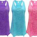 Womens Flowy Racerback Tank Top Lightweight Athletic Sleeveless Workout Gym Shirt, Pack of 3, 2XL