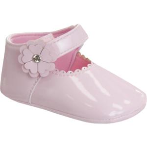 Josmo Baby Girls Soft Sole Flower Bow Princess Wedding Dress Mary Jane Flats Prewalker Newborn Light Baby Shoes Size 2-4 Infant (Pink Patent)