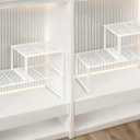 Extendable Metal Wire Shelf Organizer - Adjustable 15-24.4in Length, Stackable Storage Rack for Kitchen/Pantry/Bathroom/Shoe Cabinet/Tool Closet (4, White)