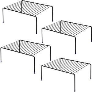 Medium (13.1 x 10.2 Inch) Cabinet Storage Shelf Rack , Kitchen Shelves，Kitchen Counter and Cabinet Shelf, Storage Rack Organizer for Kitchen, Fridge, Cabinet, Bathroom Cupboard& Pantry (4, Black)