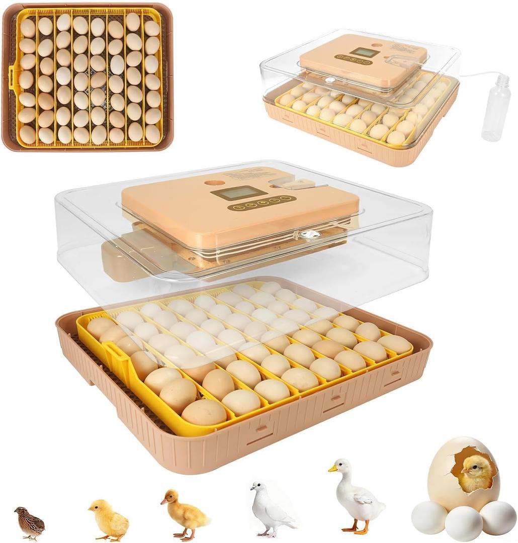 ZEMIRO CHARGE Automatic 56-Egg Incubator for Breeders, Sensor-Based Precise Humidity+Temp Control, Chick Separator, Adjustable Egg Spacing, Custom-Interval Auto Turn+Auto Stop,Preset Incubation Days