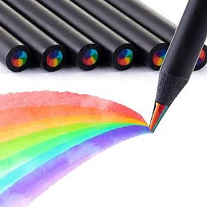 TINNIVI Art Supplies for Kids and Adults, 7 Color in 1 Black Wooden Rainbow Colored Pencils Pre-sharpened, with Sharpener, for Coloring Books, Easter Basket Stuffers, Drawing, Sketching (47pcs)