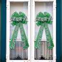 Hying Large St. Patrick's Day Bows for Wreath, Black White Buffalo Plaid Bow Green Irish Shamrock Wreath Bows Holiday Burlap Tree Topper Bows for Front Door Saint Patrick's Day Decorations Supplies