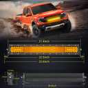 20 Inch Amber LED Light Bar 150W Combo Quad Row Off Road Light | Super Bright Quad Row LEDs, Spot Flood Combo LED Work Light Bumper Grille Yellow Light Bar for Truck Pickup SUV ATV UTV