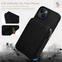 Keallce Case for iPhone 14 6.1'' Case Wallet, Crossbody Zipper Purse with RFID Blocking Card Slots Kickstand, Detachable Lanyard & Handstrap Flip Folio Leather Phone Cover for iPhone 14, Black