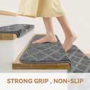 Bullnose Stair Treads Non Slip 9.5" x 36", 2 Pcs Carpet Stair Treads for Wooden Steps Indoor with Edge Protection, Reusable Peel and Stick TPU Backing Stair Runner Rugs - Diamond Pattern Grey