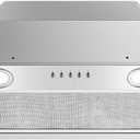 Range Hood Insert 20 Inch Stainless Steel with 5-layer Mesh Filter, Hood Vent for Kitchen Built-in Mount Dual LED, Ducted/Ductless Convertible Kitchen Exhaust Fan, Push Button Control