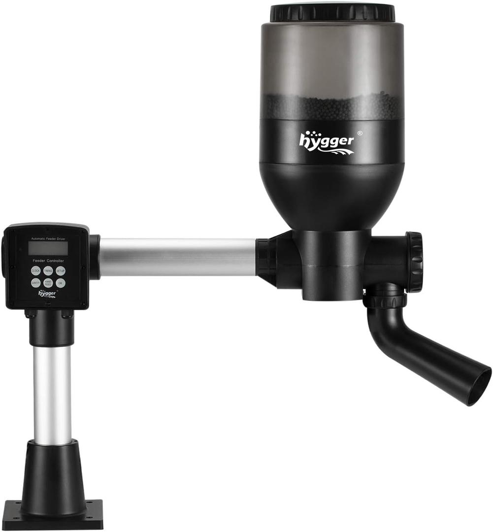 hygger LCD Control Automatic Pond Fish Feeder, Capacity 5.5L, DC 12V