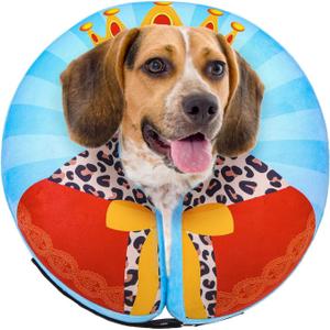 SCENEREAL Dog Cone Alternative After Surgery Donut Collar, Soft Pet Recovery Pillow Collar for Medium Large Dogs, Inflatable Adjustable Neck Collars to Prevent Licking, King Print E-Collars M
