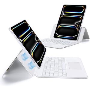 ESR Ascend for iPad Pro 13 Inch (M5/M4, 2025/2024), Keyboard Case with Trackpad, Magnetic Detachable Keyboard with Backlit Keys, Fully Adjustable Portrait/Landscape Stand, White