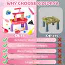 Water Table for Toddlers 3-5, 3-Tier Auto Water-Absorbing Kids Sand Water Table with Water Pump & Umbrella Splash Pond Toy, Sensory Play Table Toys for Outdoor Pool Beach Backyard Summer (Pink）