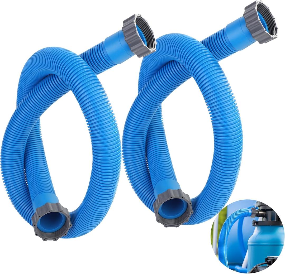 Pool Hoses for Above Ground Pools 1.5" x 59" Pool Pump Hose Filter Pumps Replacement Hose Accessories Fits for Intex Filters Pump Above Ground Pools Sand Filter, 2 Packs (Blue)