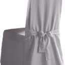 SureFit Cotton Canvas Dining Chair One Piece Slipcover, Full Length Skirt and Back Ties, Relaxed Fit, High Back Armless Chair Cover, Gray Color (Grey)