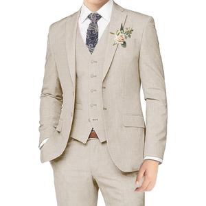 Boys Linen Suits for Kids Summer Slim Fit 3 Piece Beach Wedding Outfit Light Weight Tuxedo Linen Suit Set 8 Years