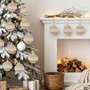 12 Pcs Boho Christmas Balls Ornament, 2.36 Inch Lace Burlap Farmhouse Jute Rope Hanging Balls, Burlap Neutral Rustic Decorations Balls for Home Xmas Tree Wreath Garland Wedding Home