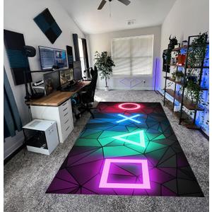 Neon Rug, Cool, Gaming Illusion, Gaming Room, for E-SPOR, Neon Look, Colorful, Teen's Rug, for Gamers, Boys Room, Gift for Him, Purple, 39X55inch//100x140Cm