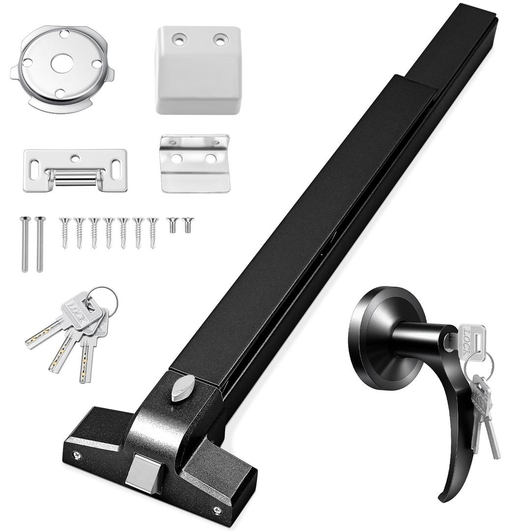 Zonon 1 Set Push Bar Panic Exit Device 31" with Lever Handle, Black