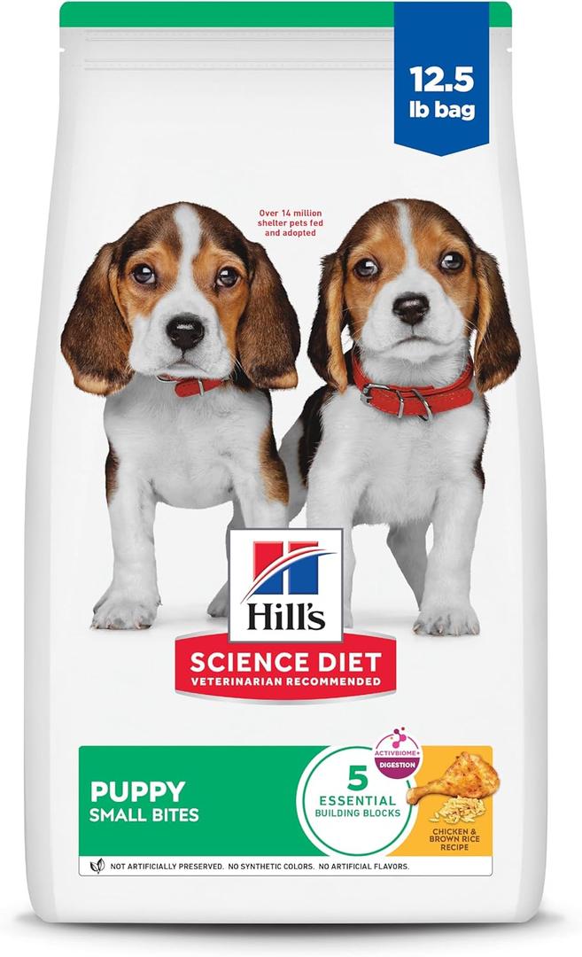 Hill's Science Diet Puppy, Puppy Premium Nutrition, Small Kibble, Dry Dog Food, Chicken & Brown Rice, 12.5 lb Bag, Best Before 05/2027