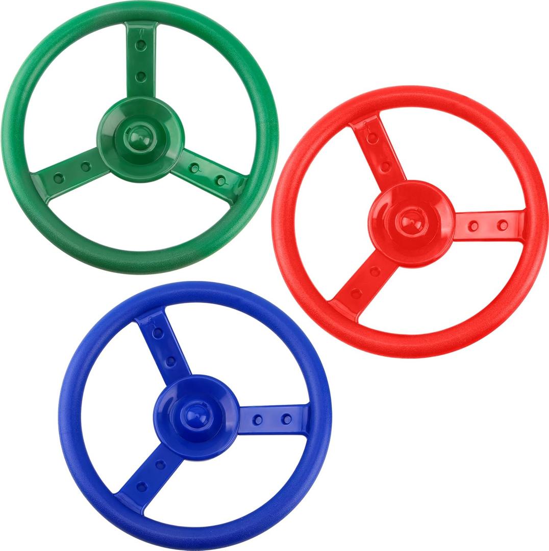 3 Pack Playground Steering Wheel Swingset Playset Wheel Toys Plastic Steering Wheel for Kids Outdoor Backyard Playhouse Treehouse (Color Set 2)