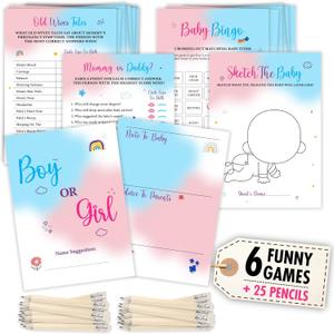 Baby Gender Reveal Games for Guests - 6 Funny Baby Shower Game Gender Neutral, Baby Shower Bingo Cards, Mommy Or Daddy, Old Wives Tales Baby Party Games