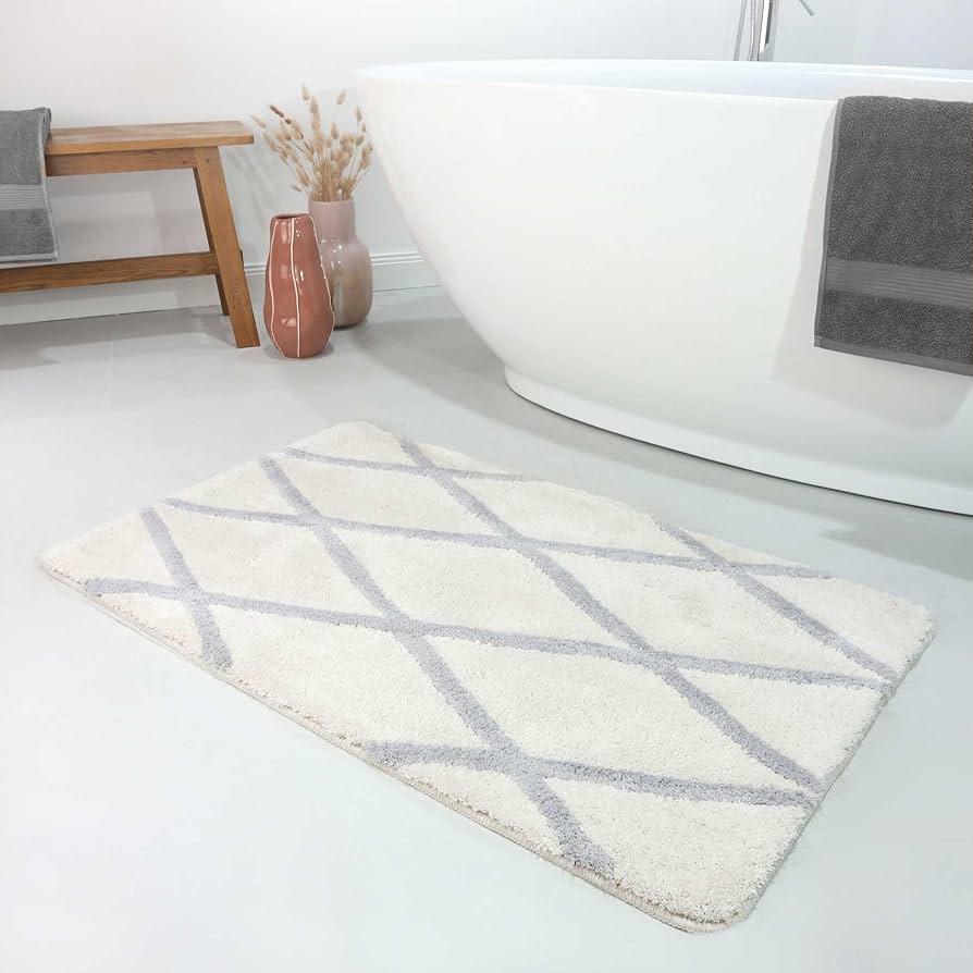 Homie Living bath mat, bath mat, cuddly soft pile, non-slip and washable, I San Bosa I, Beige Grey, 31.50"×44"