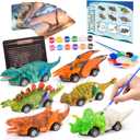 faentwc Dinosaur Painting Toys for Kids 5-7: Birthday Gifts for Kid Age 3-12 2 in 1 Dino Arts Painting Kits and Pull Back Cars Toy for Boys 4 5 6 7 8 9 10 Year Old Art & Craft Set
