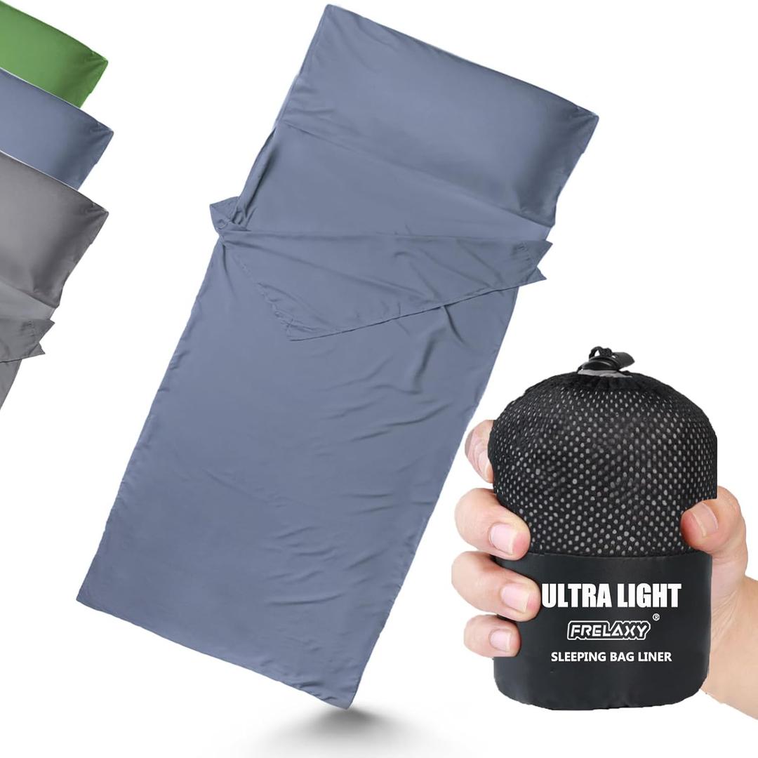 Frelaxy Ultralight Sleeping Bag Liner - Lighter & Compact, 3 Sizes Travel Sheets & Adult Sleep Sack, Comfy Breathable & Cooling & Silky Soft, Quick-Drying, for Backpacking, Hotel, Camping, Hostels (37.4in x 84.6", Navy - No Zipper)